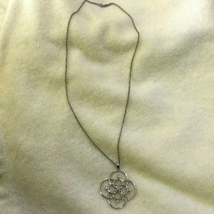 Silver pendent with CZ stones and chain Necklace